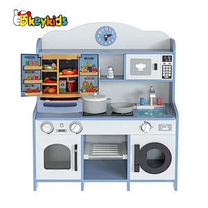 Factory OEM pretend play wooden cooking kitchen toys with refrigerator toy W10C748